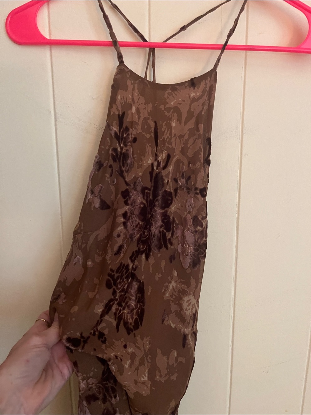 Zara Brown Burnout Floral Slip Dress